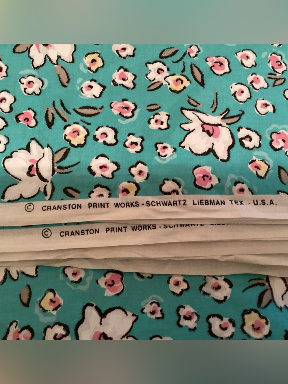 Cranston Teal Floral Cotton Fabric